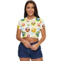 Owl Bird Cartoon Side Button Cropped Tee View1