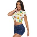 Owl Bird Cartoon Side Button Cropped Tee View2