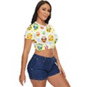 Owl Bird Cartoon Side Button Cropped Tee View3