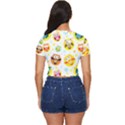 Owl Bird Cartoon Side Button Cropped Tee View4