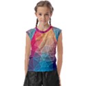 Multicolored Geometric Origami Idea Pattern Kids  Raglan Cap Sleeve Tee View1