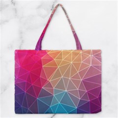 Multicolored Geometric Origami Idea Pattern Zipper Medium Tote Bag