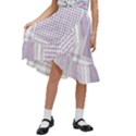 Square Purple Pattern Bead Purple Keffiyeh Purple Geometric Headdress Angle Violet Rectangle Kids  Ruffle Flared Wrap Midi Skirt View1