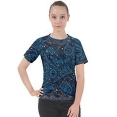 Position Of The Constellations Illustration Star Blue Women s Sport Raglan Tee