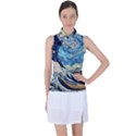 The Great Wave Of Kanagawa Painting Hokusai, Starry Night Vincent Van Gogh Women s Sleeveless Polo Tee View1