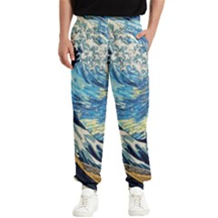 The Great Wave Of Kanagawa Painting Hokusai, Starry Night Vincent Van Gogh Men s Elastic Waist Pants