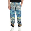 The Great Wave Of Kanagawa Painting Hokusai, Starry Night Vincent Van Gogh Men s Elastic Waist Pants View1