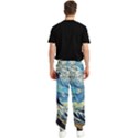 The Great Wave Of Kanagawa Painting Hokusai, Starry Night Vincent Van Gogh Men s Elastic Waist Pants View2