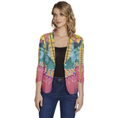 1 (188) Women s One-button 3/4 Sleeve Short Jacket
