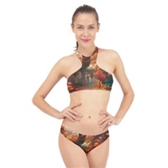 Collage Art Ai Wow Awesome High Neck Bikini Set