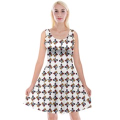 Mixed Abstract Colors Pattern Reversible Velvet Sleeveless Dress