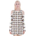 Mixed Abstract Colors Pattern Velvet Long Sleeve Shoulder Cutout Dress View1