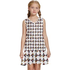 Mixed Abstract Colors Pattern Kids  Sleeveless Tiered Mini Dress