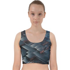 Architectural Design Abstract 3d Neon Glow Industry Velvet Racer Back Crop Top