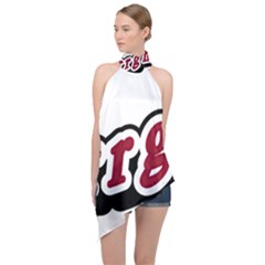 Comic-text-frustration-bother Halter Asymmetric Satin Top