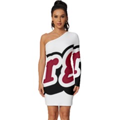 Comic-text-frustration-bother Long Sleeve One Shoulder Mini Dress by 99art