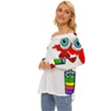 Animation-eyes-cartoon-cute-comic Off Shoulder Chiffon Pocket Shirt View2