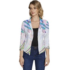 Maasai-man-people-abstract Women s Casual 3/4 Sleeve Spring Jacket