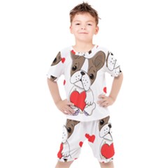Animation-dog-cute-animate-comic Kids  Tee And Shorts Set