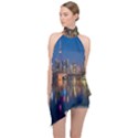 Seaside River Halter Asymmetric Satin Top View1