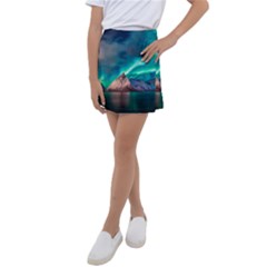 Amazing Aurora Borealis Colors Kids  Tennis Skirt