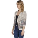 Mountain View Mountain Top Infographics Map Women s One-Button 3/4 Sleeve Short Jacket View2