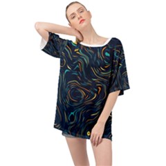 Colorful Abstract Pattern Creative Colorful Line Linear Background Oversized Chiffon Top