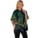 Angry Male Lion Women s Batwing Button Up Shirt View3