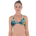 Waves Wave Ocean Sea Abstract Whimsical Abstract Art Halter Neck Bikini Top View1