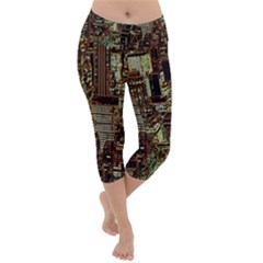 New York City Nyc Skyscrapers Lightweight Velour Capri Yoga Leggings