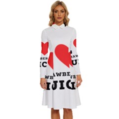 I Love Strawberry Juice Long Sleeve Shirt Collar A-line Dress by ilovewhateva