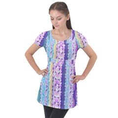 Background Graphic Beautiful Wallpaper Art Puff Sleeve Tunic Top