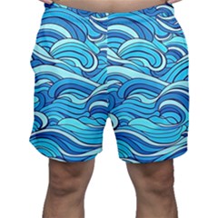 Pattern Ocean Waves Blue Nature Sea Abstract Men s Shorts