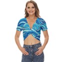 Pattern Ocean Waves Blue Nature Sea Abstract Twist Front Crop Top View1