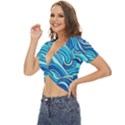 Pattern Ocean Waves Blue Nature Sea Abstract Twist Front Crop Top View2