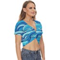 Pattern Ocean Waves Blue Nature Sea Abstract Twist Front Crop Top View3