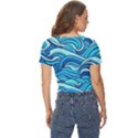 Pattern Ocean Waves Blue Nature Sea Abstract Twist Front Crop Top View4