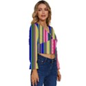 Pastel Colors Striped Pattern Long Sleeve V-Neck Top View3