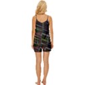 False Prismatic Black Background V-Neck Satin Pajamas Set View4