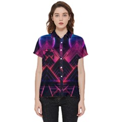 Synthwave City Retrowave Wave Short Sleeve Pocket Shirt