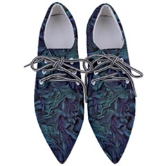Abstract Blue Wave Texture Patten Pointed Oxford Shoes
