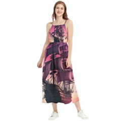Ship Pirate Adventure Landscape Ocean Sun Heaven Boho Sleeveless Summer Dress