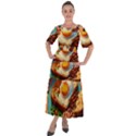 Breakfast Egg Beans Toast Plate Shoulder Straps Boho Maxi Dress  View1