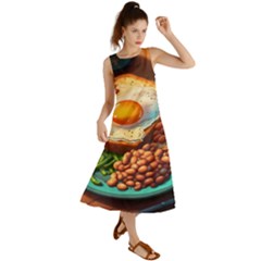 Breakfast Egg Beans Toast Plate Summer Maxi Dress