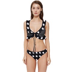 Background Dots Circles Graphic Low Cut Ruffle Edge Bikini Set