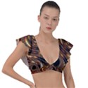 Geometric Art Fractal Abstract Art Plunge Frill Sleeve Bikini Top View1
