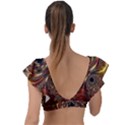 Geometric Art Fractal Abstract Art Plunge Frill Sleeve Bikini Top View2