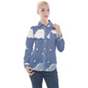 Blue Clouds Rain Raindrops Weather Sky Raining Women s Long Sleeve Pocket Shirt View1