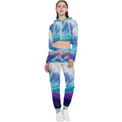 Wave Ocean Sea Tsunami Nautical Nature Water Cropped Zip Up Lounge Set