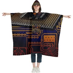 Processor Cpu Board Circuit Women s Hooded Rain Ponchos